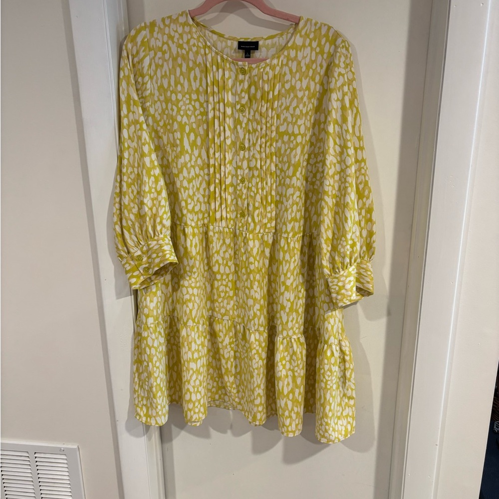 Who What Wear Yellow and White Dress Large